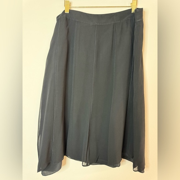 Dana Buchman 100% Silk Gray Midi Skirt Women’s Flowy A-Line Chiffon Elegant - Picture 1 of 6